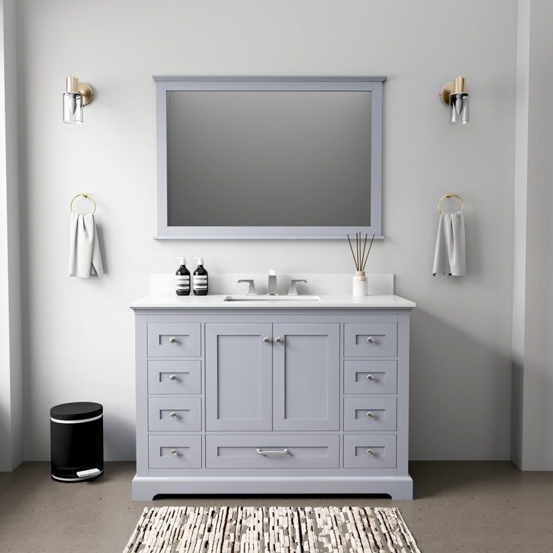 Dukes 48 in. W x 22 in. D Single Bath Vanity, Dark Gray, White Quartz