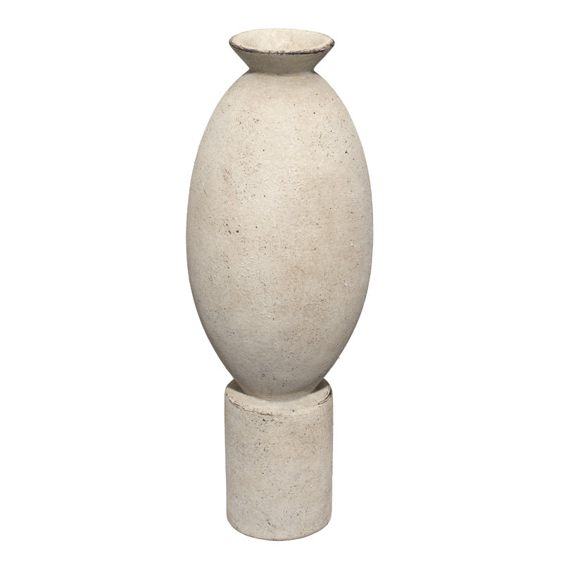 Handcrafted Off-White Ceramic Table Vase with Rustic Finish