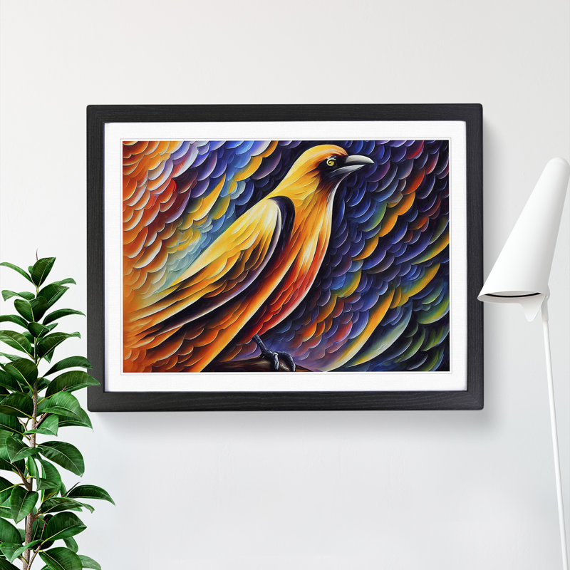 Crow Bird Vol.2 Abstract - Framed Print, 25cm H x 34cm W x 2cm D, Black