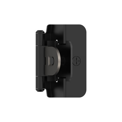 1/2 inch (13mm) Overlay Double Demountable Matte Black Cabinet Hinge - 1 Pair