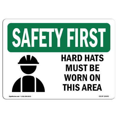 Osha Safety First Sign - Les casques doivent être portés dans cette zone avec le symbole