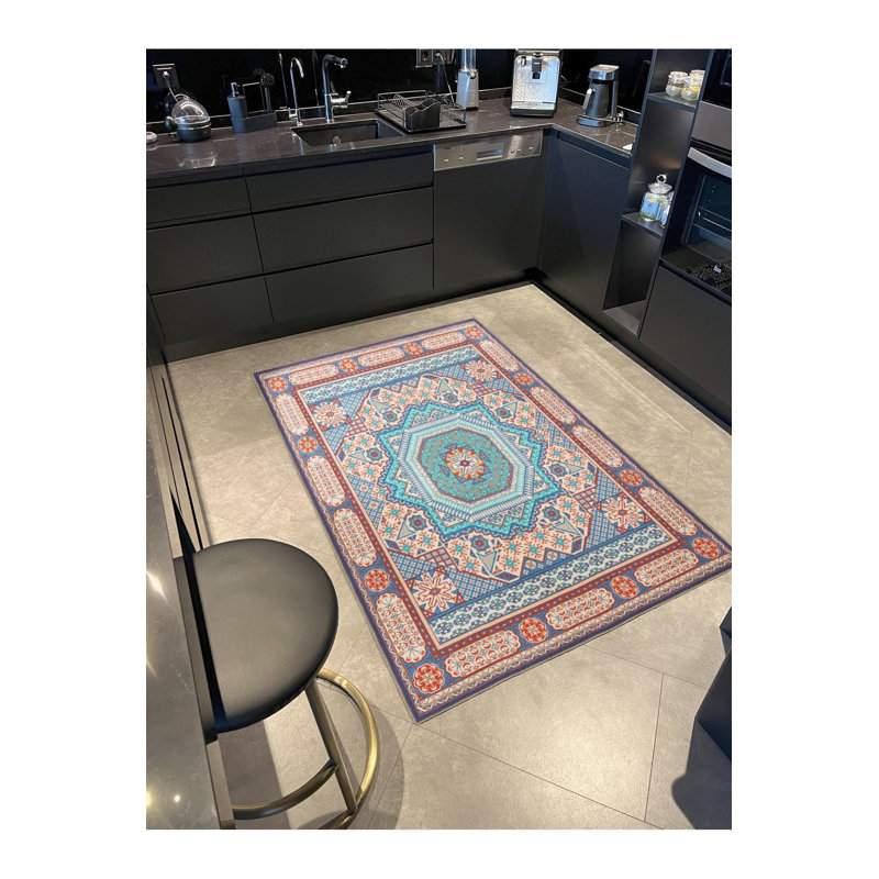 Tapis décoratif multicolore à motif ethnique, Rectangle 3 pi 3 po x 4 pi 11 po