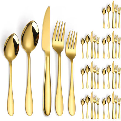 Luxury 40-Piece Stainless Steel Flatware Set For 8 - Heavy Duty Cutlery With Thick Handles For Restaurants, Parties, And Everyday Dining
