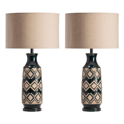 Lampe de table 29,5 "en métal avec abat-jour avoine