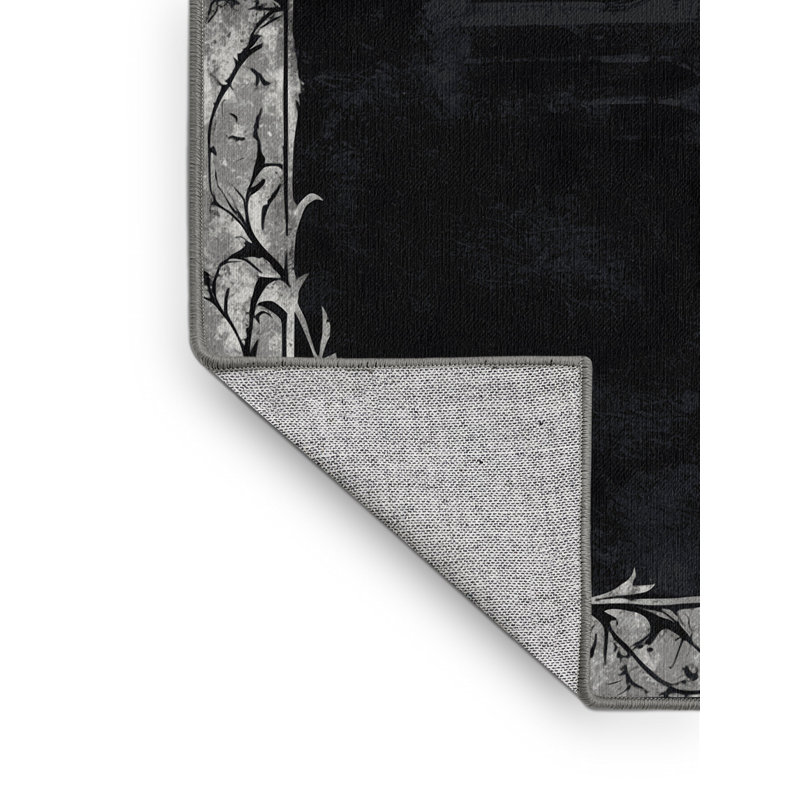 Tapis argenté à motif de pétales, Carré 8 pi