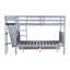 Lit superposé simple au-dessus de double en bois massif avec tiroirs, glissade, tablettes, échelle-441709923