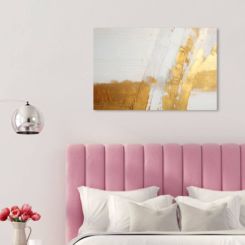 Abstrait, impression puissante sur toile en métal doré, H 20 po x l 30 po x P 0,8 po