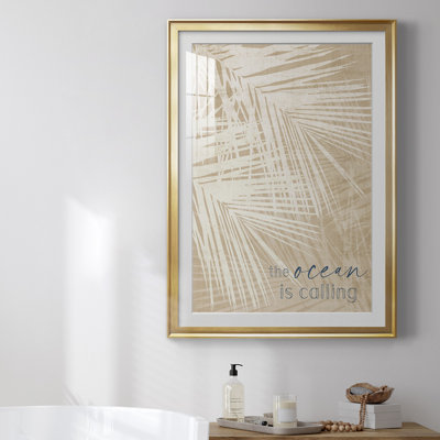 «Ocean Calling Palms», reproduction encadrée de qualité supérieure - prête à être accrochée