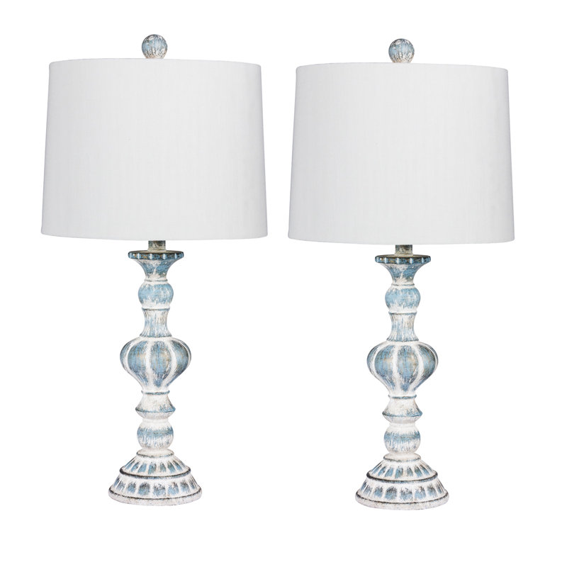 Roxann Resin Table Lamp, Blue, White