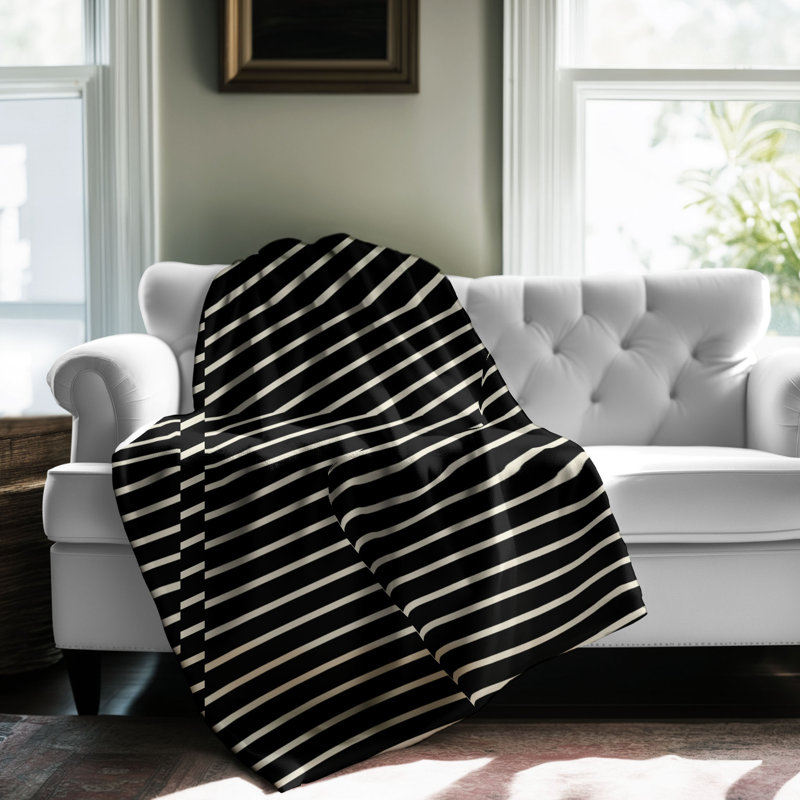 Rayures noires - couverture Sherpa 1 pièce de qualité supérieure 0113, L 60 po x L 80 po