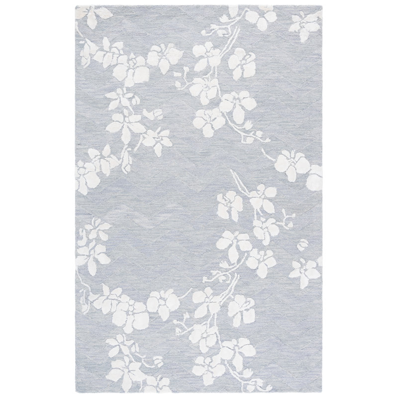 Glamour 609 touffeté à la main 65% laine; 25% viscose; Tapis floral 10% coton, Rectangle 6 pi x 9 pi