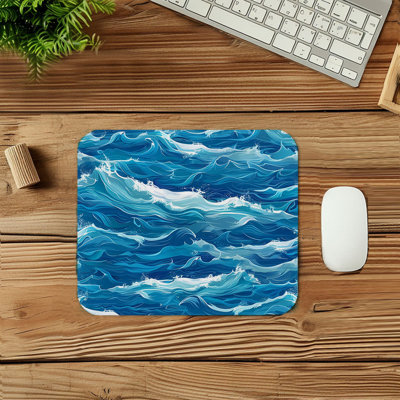Beach and Coastal Blue Sea Waves XVIII Nautical Gaming Cute Office Laptop Desk Pad Gift Mat Square Rectangle Non-Slip Mousepad