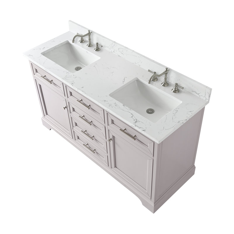Thompson 60" W Double Vanity, Taupe/Brushed Nickel