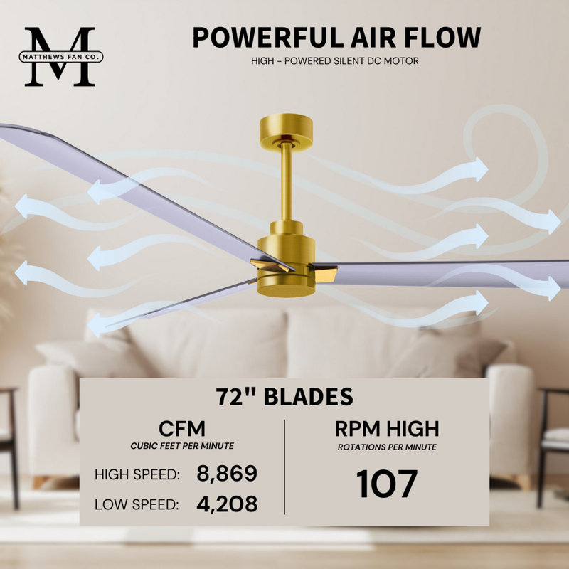 Alessandra Outdoor Downrod Ceiling Fan, Brushed Brass, Brushed Nickel