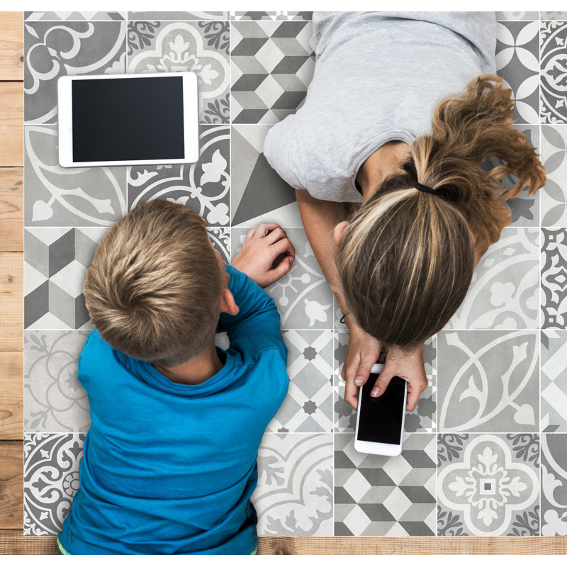 Stella Vinyl Machine Printed Area Rug, Rectangle 4'4.4" x 6'6.7"