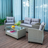 Versailles 4 Piece Outdoor Rattan Sofa Seating Group with Cushions