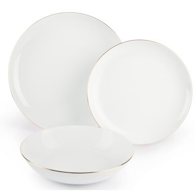 Gold Piece Porcelain Dinnerware Set - Service for 6