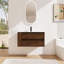 Meuble-lavabo de 36 po avec lavabo en céramique et tiroir à fermeture en douceur - Design tendance en contreplaqué de chêne brun-1079210021-1079210025