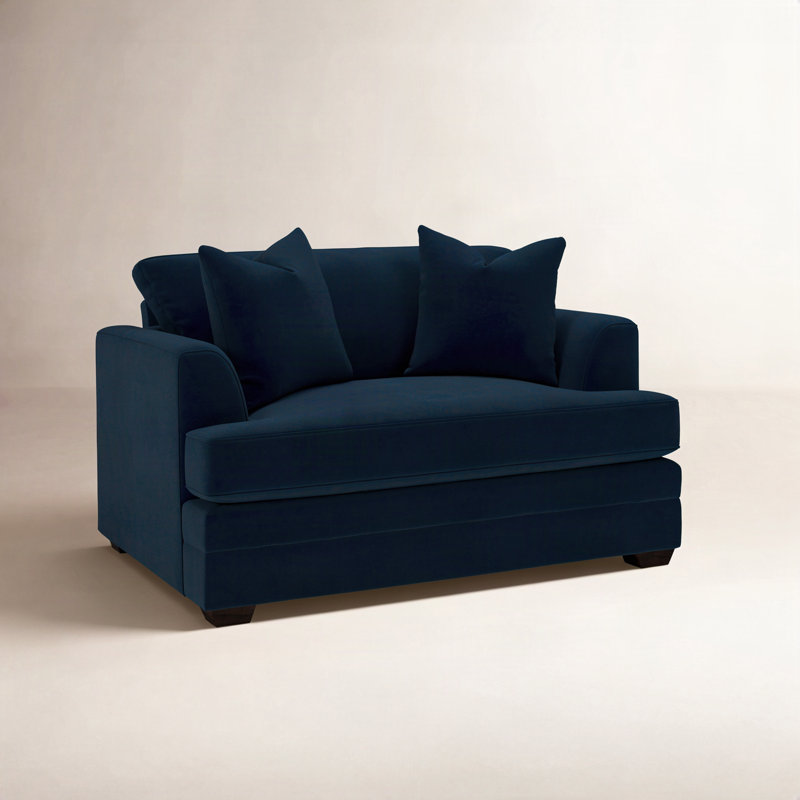 Edan Upholstered Chair And A Half, Bella Ink Blue Performance Velvet