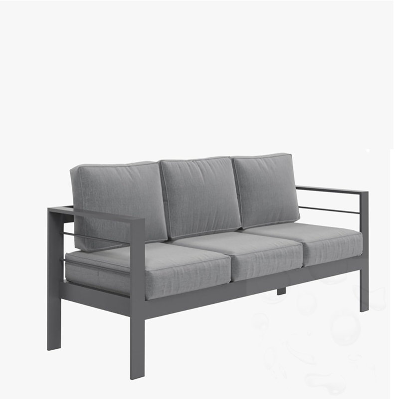 3-seat Patio Sofa with Cushions, Gray, Gray