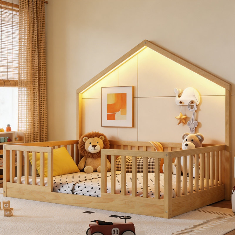 Lit double pour lit double Montessori, Lit double, Naturel