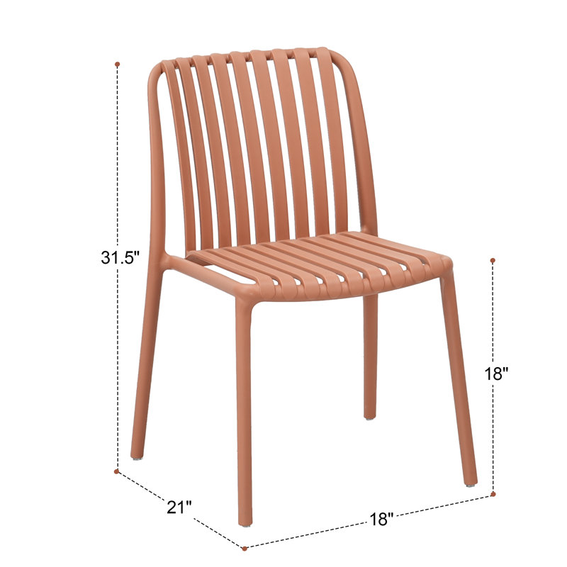 Patio Furniture 31.5'' H Stacking Side Chair, Orange, 2