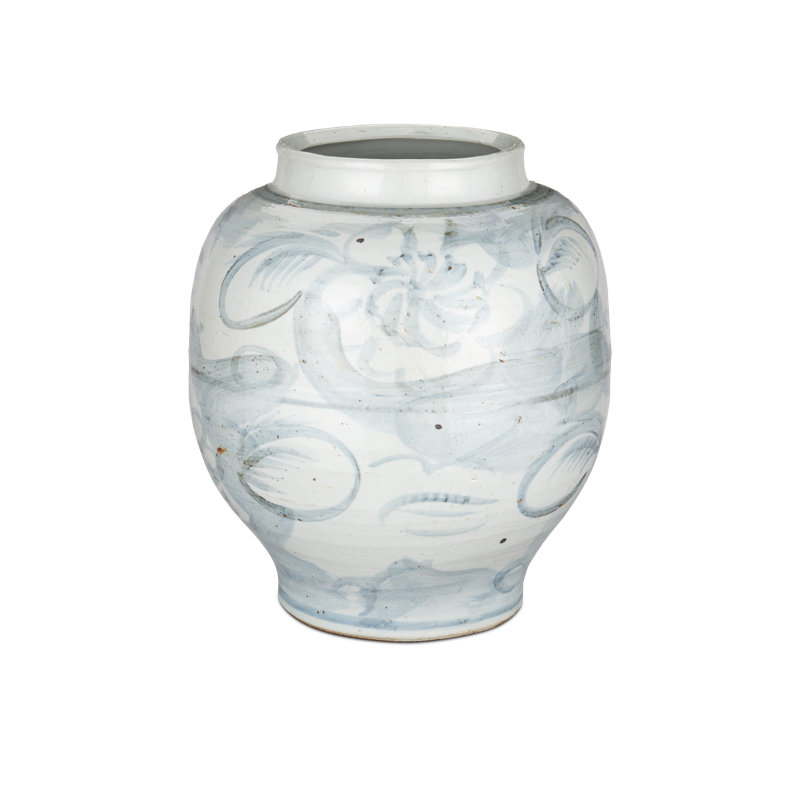 Ming-Style Countryside Large Preserve Pot, 13.25" H x 13" W x 13" D