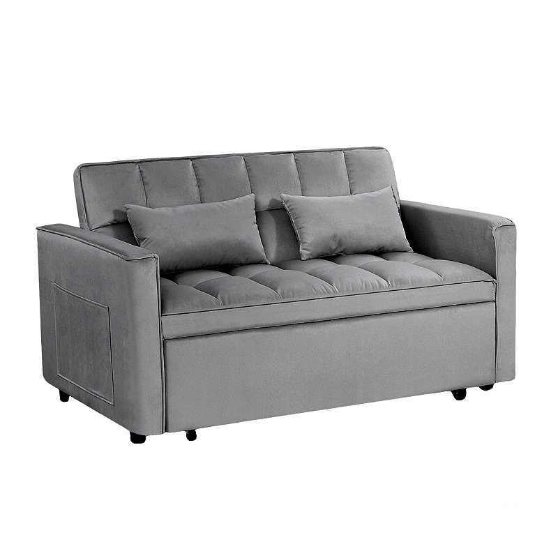 Modern 2-Seater Sofa, 54" Pull-Out Sleeper Sofa Bed For Living Room, Dark Grey