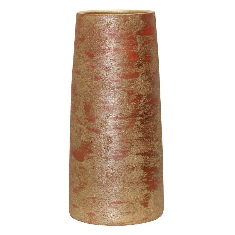 Vase with Handles, Hand Painted Sand Red, 23.6" H x 11.4" W x 11.4" D