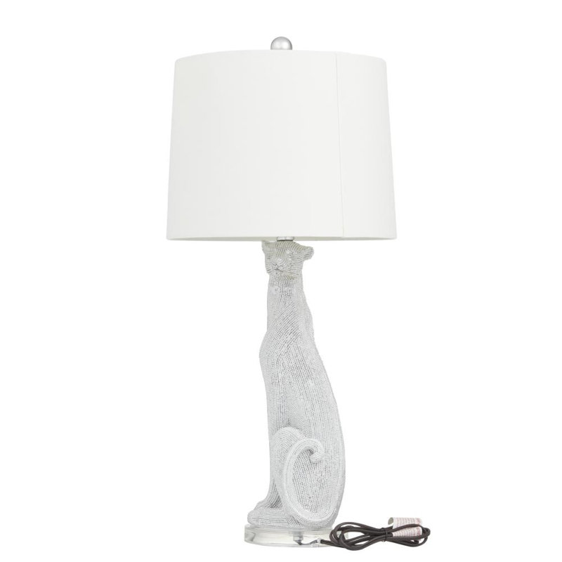 Polystone Leopard Table Lamp Set, White
