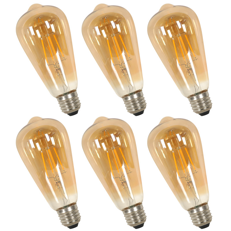 4W E27/Medium (Standard) LED Filament ST64 Amber 3000K Warm Light Bulb (Set Of 6)