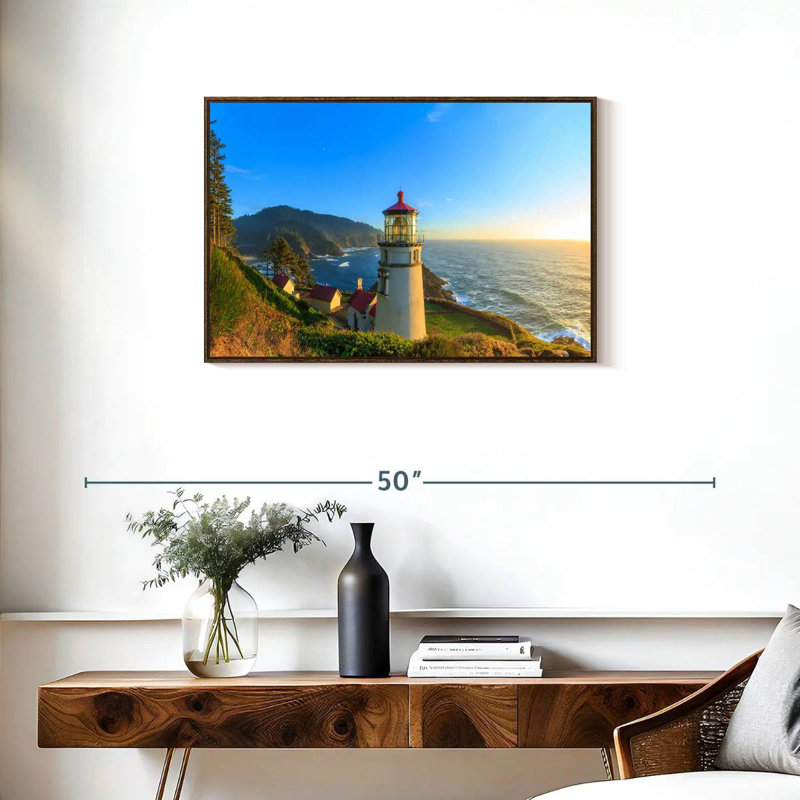 Phare de Heceta Head, Cadre flottant noyer, 31 po x 21 po