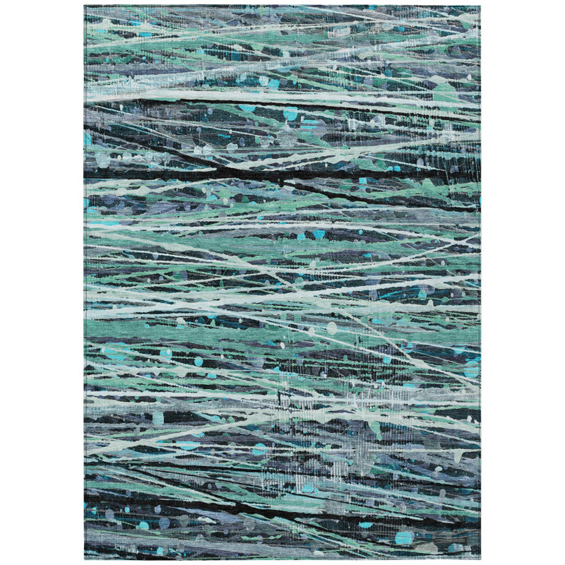Machine Washable Indoor/Outdoor Amanda ACN2126 Striped Rug, Rectangle 8' x 10'