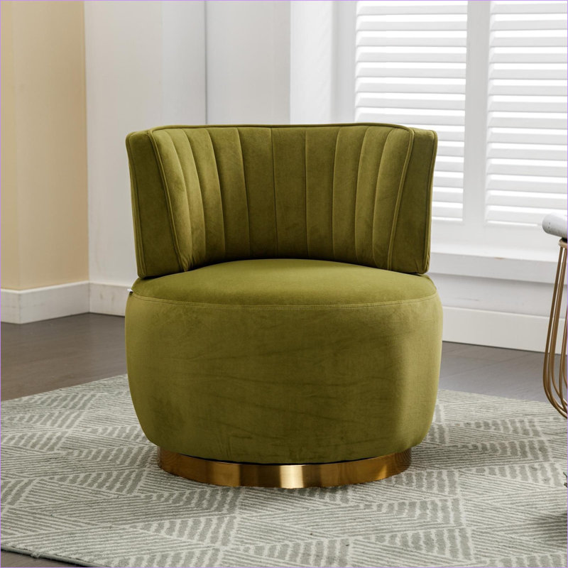 Fauteuil d'appoint pivotant à 360 degrés pour adultes, fauteuil rond rembourré en velours moelleux pour le salon, la chambre à coucher, le bureau