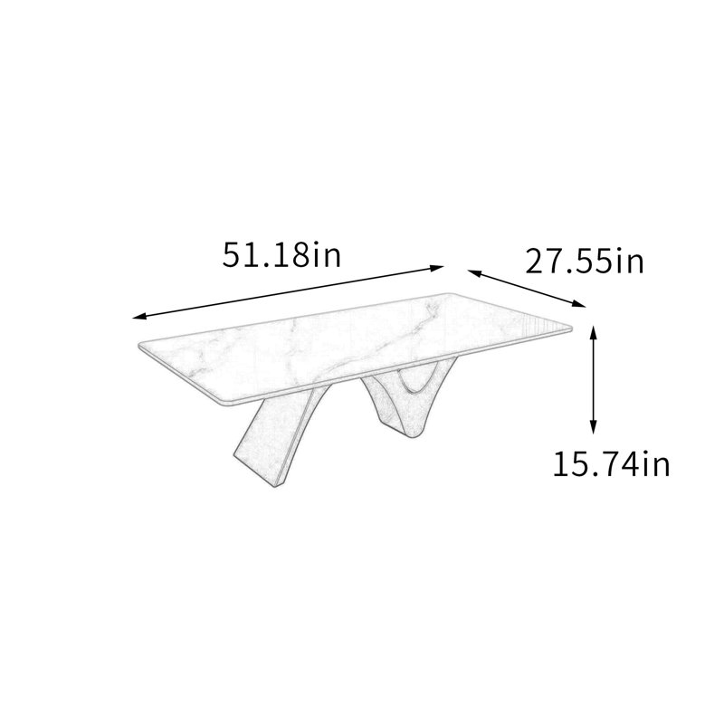 Table basse Modern, H 15,74 po x L 51,18 po x l 27,55 po, Blanc / gris clair, Noir