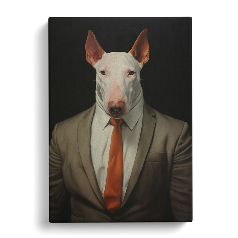 English Bull Terrier In A Suit Painting - Wrapped Canvas