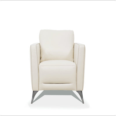 Fauteuil en cuir crème de Valence (assemblé)