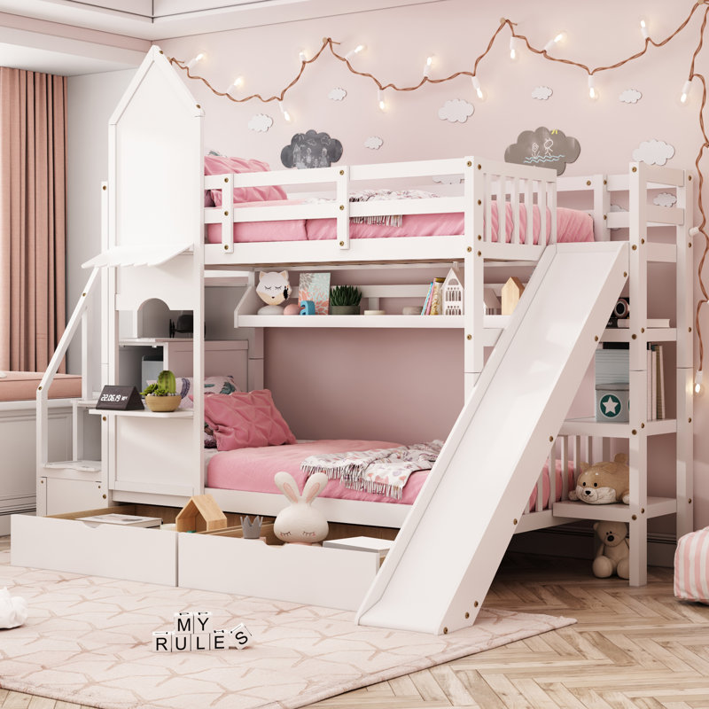 Hatina Kids Bunk Bed with Drawers