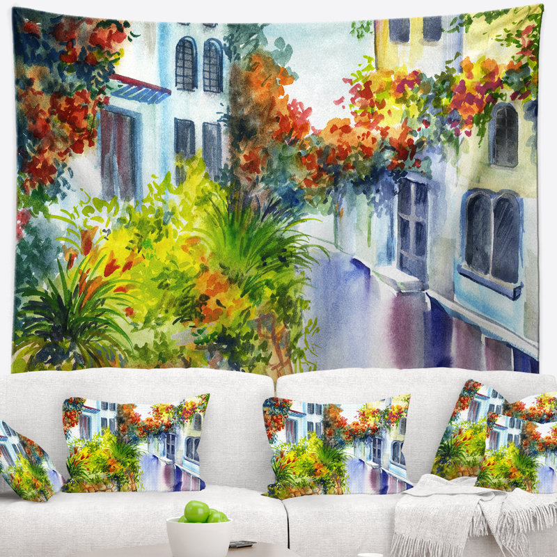 Fleurs de paysage près de la tapisserie de la maison, H 32 po x l 39 po