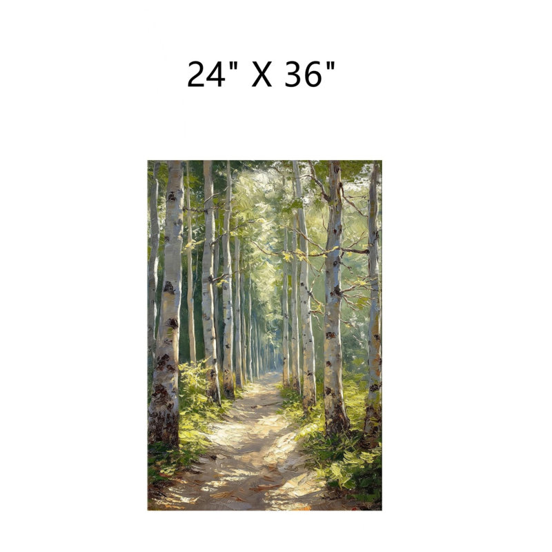 Art mural en toile de bouleau blanc sans cadre 24 po x 36 po