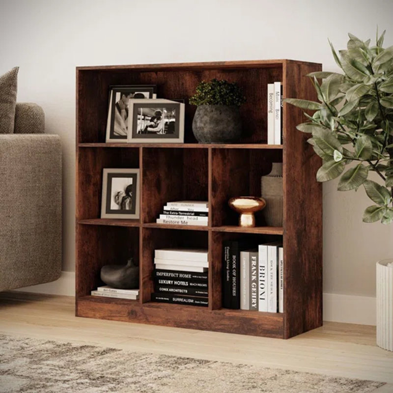 Thorntown 94cm H x 88cm W Cube Bookcase, Rustic Brown