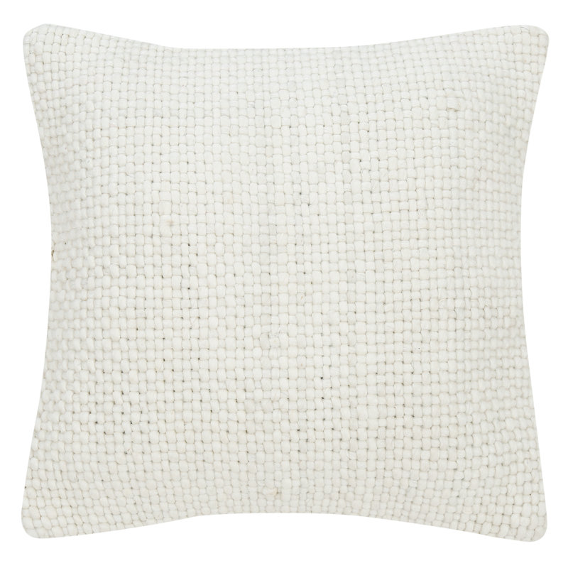 Coussin décoratif en laine, 18 po x 18 po, Beige Geometric