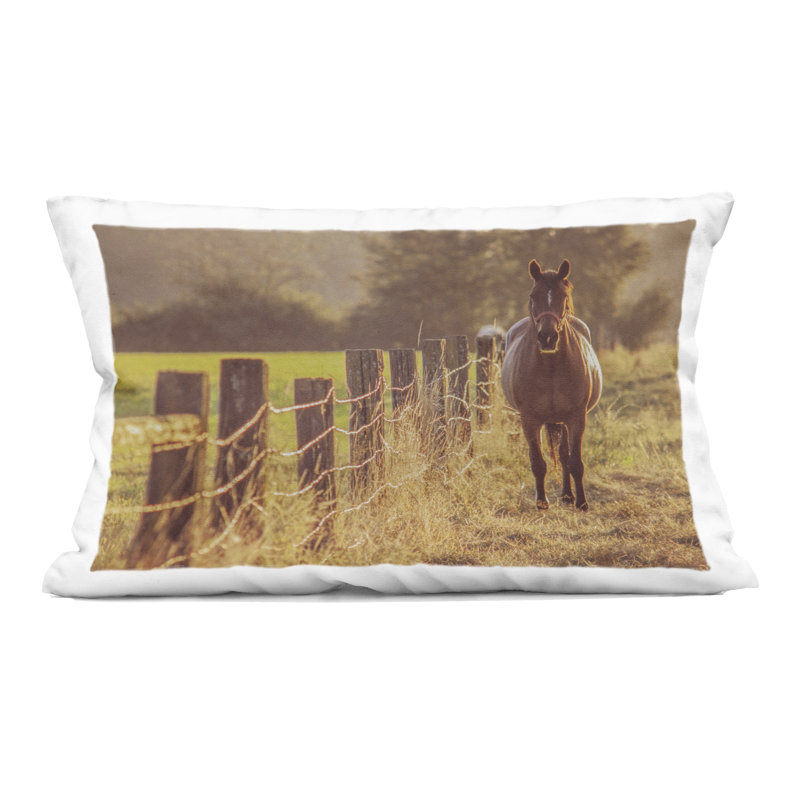 Coussin Horse's Farm at Dawn, imprimé par Norm Stelfox