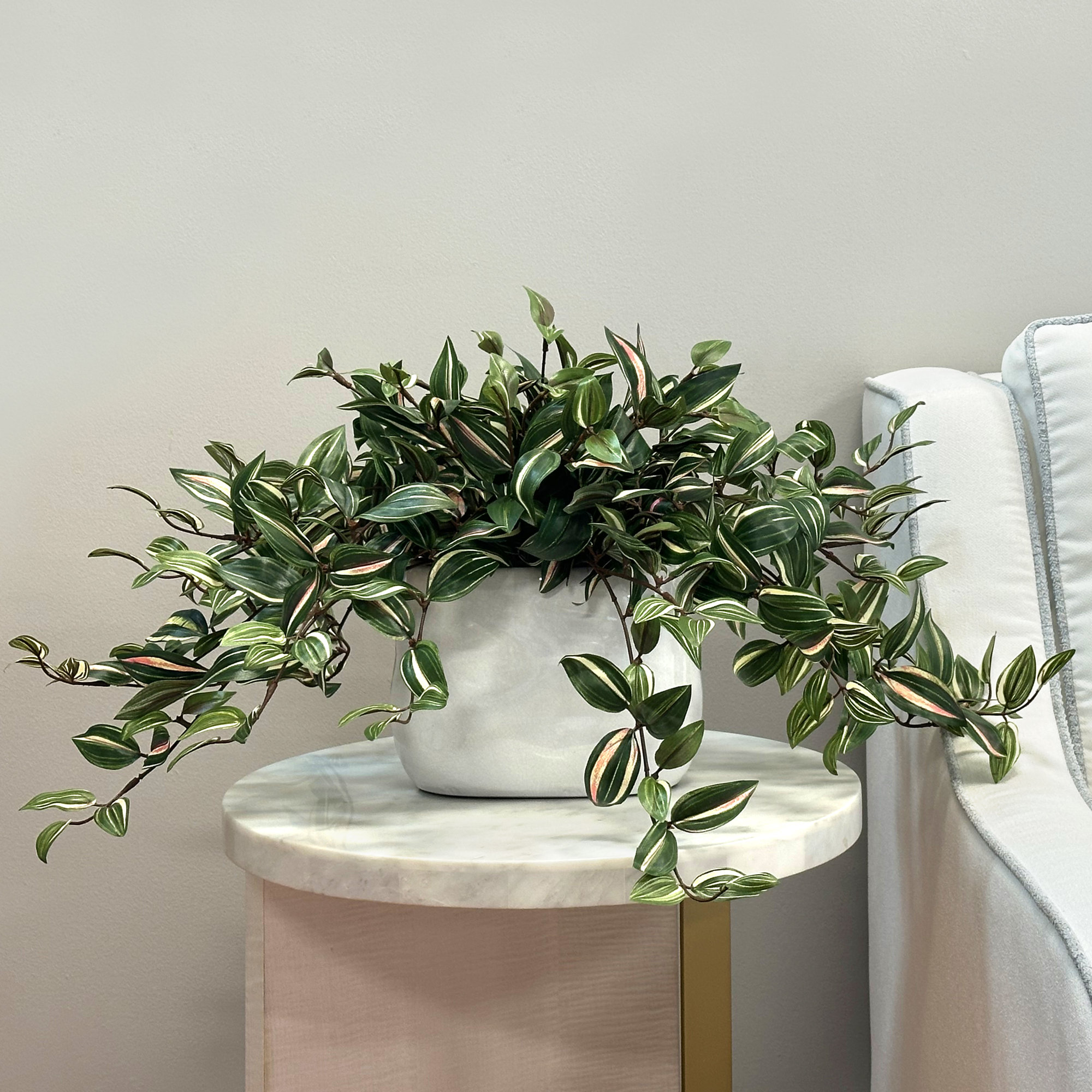 Karas Faux Tradescantia Plant in Ceramic Vase, 14"H x 26"W x 17"D, Green