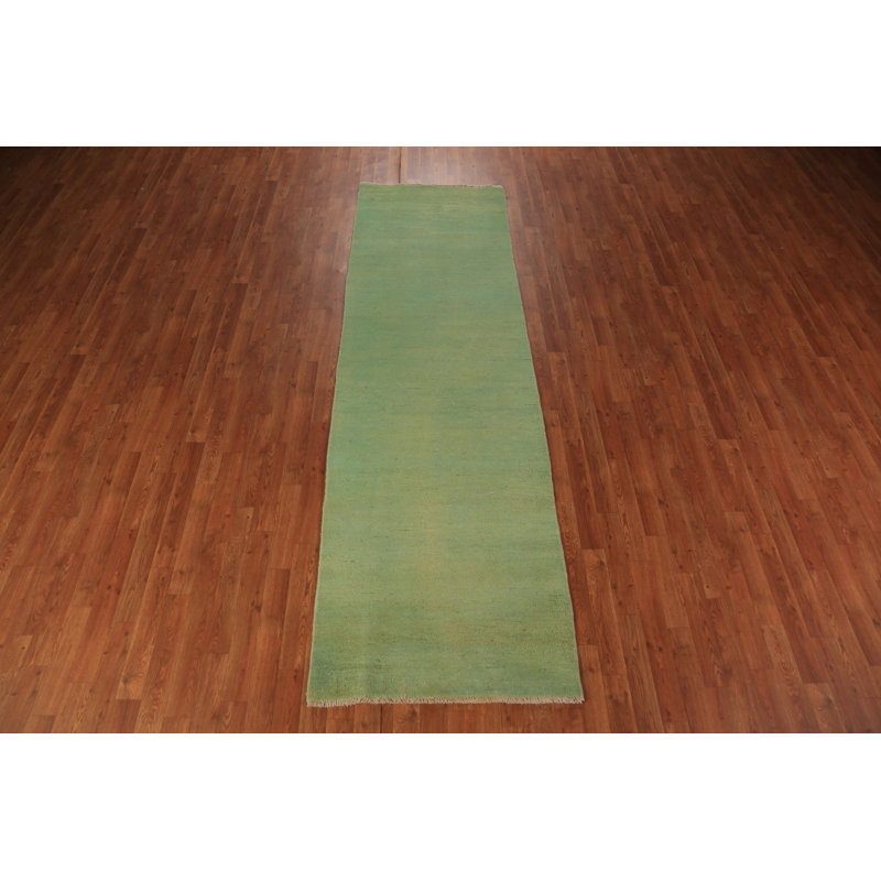 Tapis vert en laine Gabbeh 3 x 10