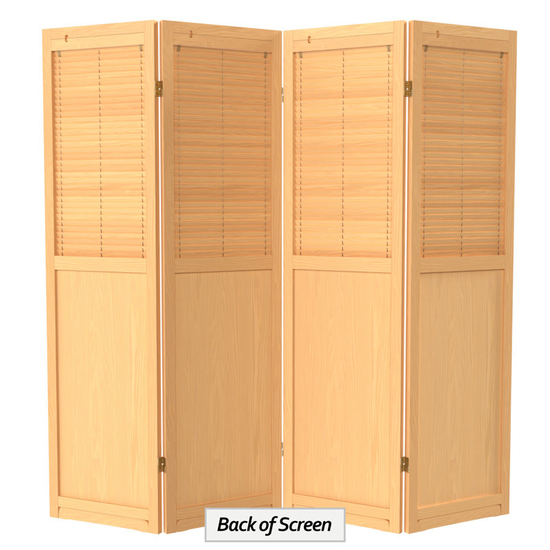 6 Ft. Tall Adjustable Shutter Room Divider Natural 6 Panel, Natural, 4