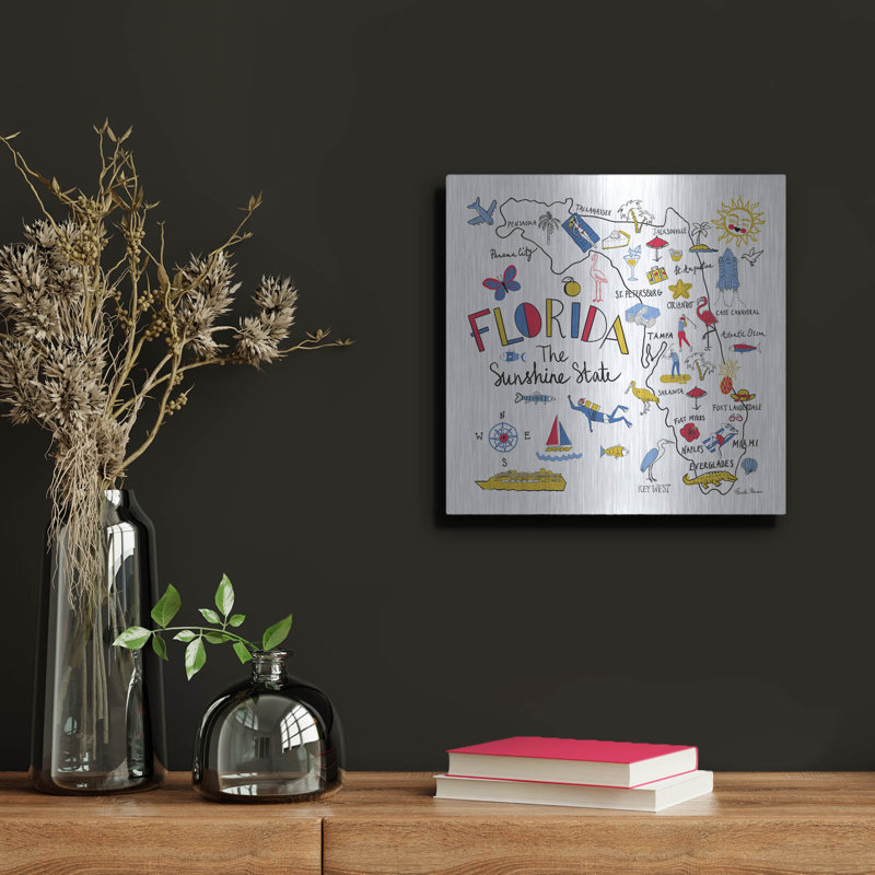  «Florida» par Farida Zaman, art mural en métal, 12 po x 12 po, H 12 po x l 12 po