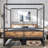 Queen Size Metal Canopy Bed, Upgraded Round-Pipe Metal Bed Frame