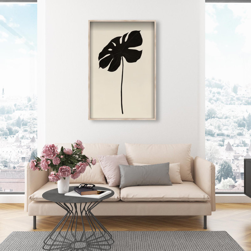 Oliver Gal Dark Leaf II Botanical - Luxury Shadowbox Framed Wall Art, 47'' H x 32'' W, Cream