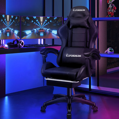 ELFORDSON Adjustable Faux Leather Swiveling PC & Racing Game Chair